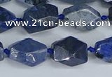 CNG7142 6*10mm - 10*14mm faceted nuggets blue dumortierite beads