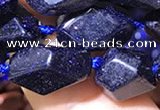 CNG7143 15.5 inches 6*10mm - 10*14mm faceted nuggets blue glodstone beads