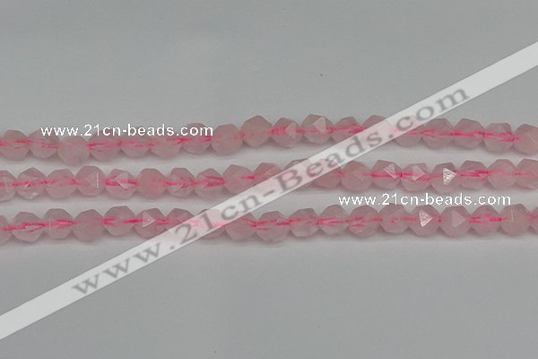 CNG7226 15.5 inches 8mm faceted nuggets rose quartz beads