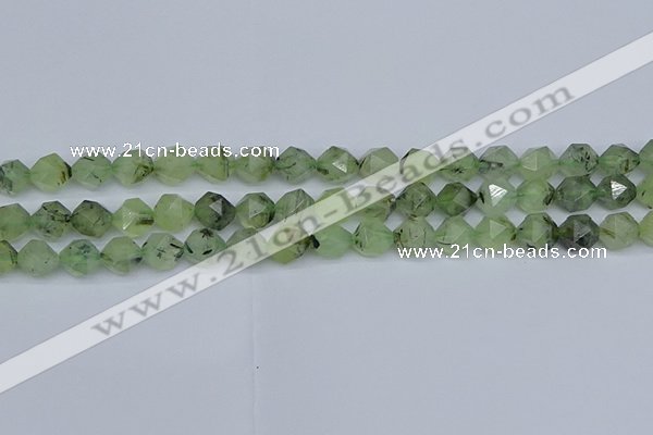 CNG7241 15.5 inches 8mm faceted nuggets green rutilated quartz beads