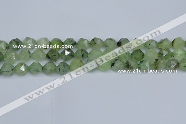 CNG7242 15.5 inches 10mm faceted nuggets green rutilated quartz beads