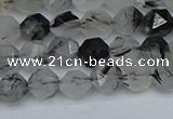 CNG7245 15.5 inches 6mm faceted nuggets black rutilated quartz beads