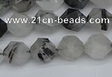 CNG7246 15.5 inches 8mm faceted nuggets black rutilated quartz beads