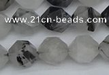 CNG7247 15.5 inches 10mm faceted nuggets black rutilated quartz beads