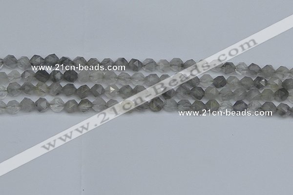 CNG7250 15.5 inches 6mm faceted nuggets cloudy quartz beads