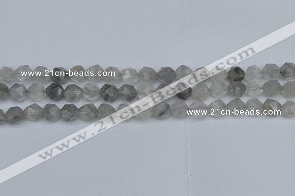 CNG7251 15.5 inches 8mm faceted nuggets cloudy quartz beads