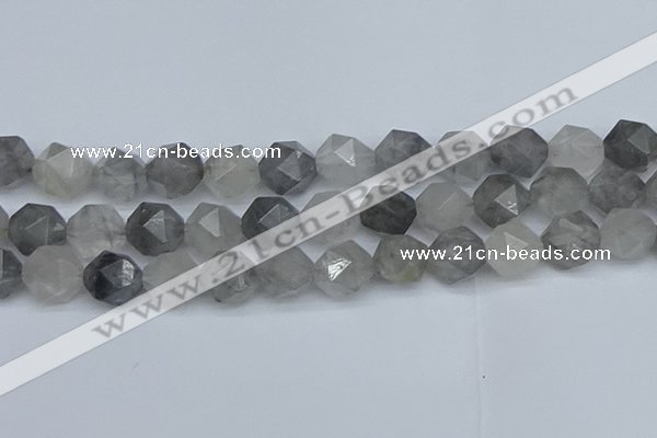 CNG7253 15.5 inches 12mm faceted nuggets cloudy quartz beads