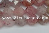 CNG7256 15.5 inches 8mm faceted nuggets strawberry quartz beads