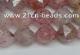 CNG7257 15.5 inches 10mm faceted nuggets strawberry quartz beads