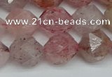 CNG7258 15.5 inches 12mm faceted nuggets strawberry quartz beads