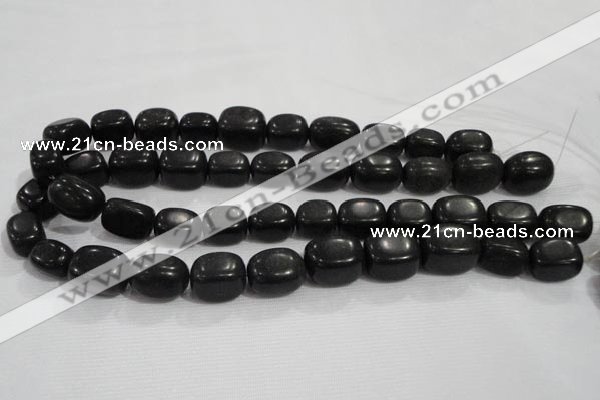 CNG726 15.5 inches 15*20mm nuggets black stone beads wholesale