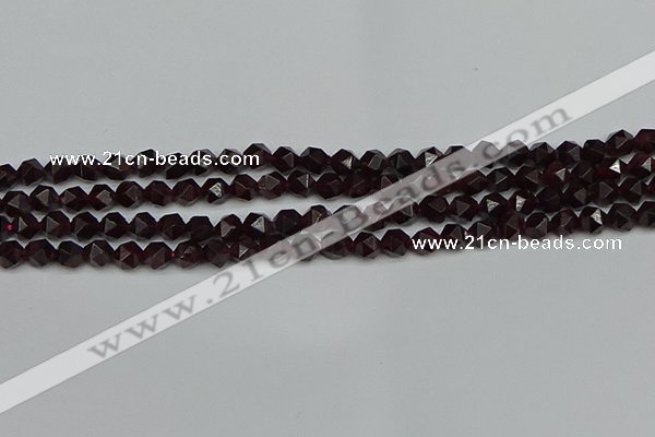 CNG7275 15.5 inches 6mm faceted nuggets red garnet beads