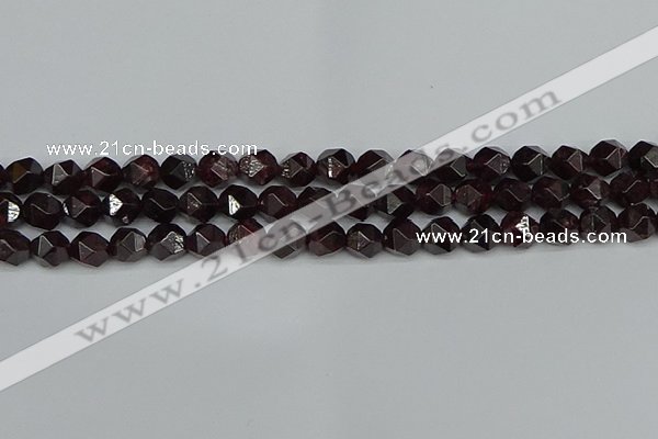 CNG7276 15.5 inches 8mm faceted nuggets red garnet beads