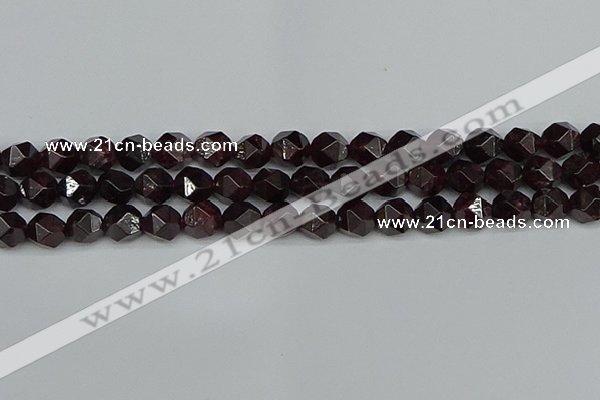 CNG7277 15.5 inches 10mm faceted nuggets red garnet beads