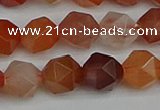 CNG7282 15.5 inches 10mm faceted nuggets red rabbit hair quartz beads