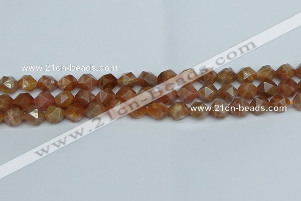 CNG7296 15.5 inches 8mm faceted nuggets sunstone beads