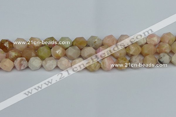 CNG7303 15.5 inches 12mm faceted nuggets pink opal gemstone beads