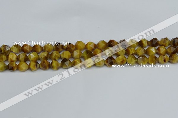 CNG7306 15.5 inches 8mm faceted nuggets golden tiger eye beads