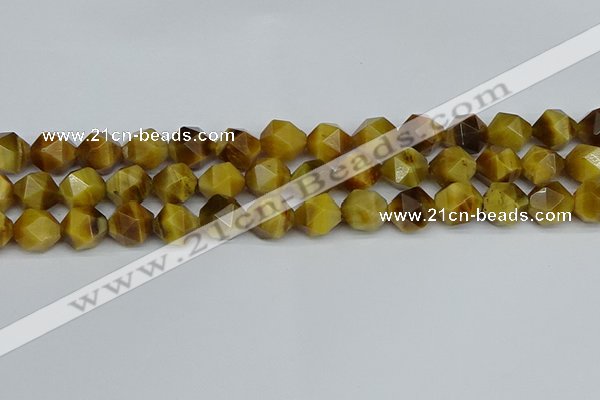 CNG7308 15.5 inches 12mm faceted nuggets golden tiger eye beads