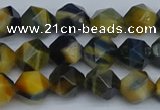 CNG7311 15.5 inches 8mm faceted nuggets golden & blue tiger eye beads