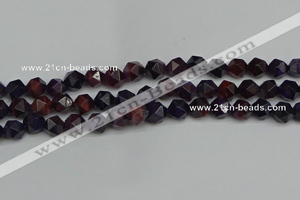 CNG7317 15.5 inches 10mm faceted nuggets purple tiger eye beads