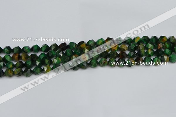 CNG7325 15.5 inches 6mm faceted nuggets green tiger eye beads