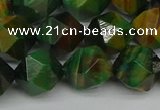 CNG7328 15.5 inches 12mm faceted nuggets green tiger eye beads