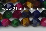 CNG7331 15.5 inches 8mm faceted nuggets mixed tiger eye beads