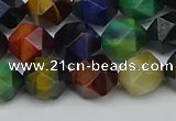 CNG7332 15.5 inches 10mm faceted nuggets mixed tiger eye beads