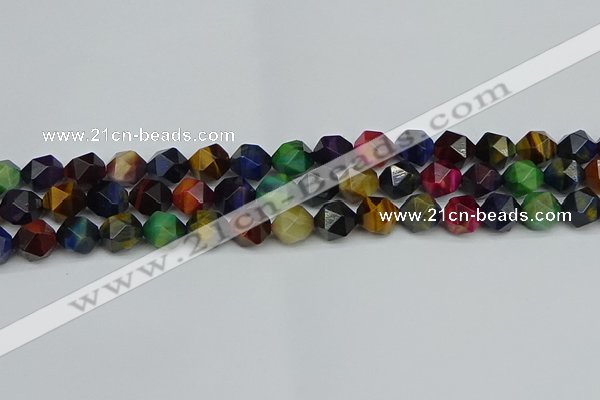 CNG7332 15.5 inches 10mm faceted nuggets mixed tiger eye beads