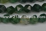 CNG7336 15.5 inches 8mm faceted nuggets moss agate beads