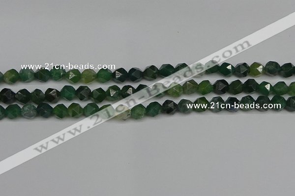 CNG7336 15.5 inches 8mm faceted nuggets moss agate beads