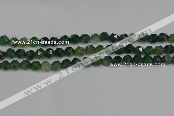 CNG7337 15.5 inches 10mm faceted nuggets moss agate beads