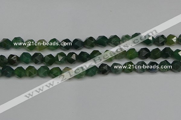 CNG7338 15.5 inches 12mm faceted nuggets moss agate beads