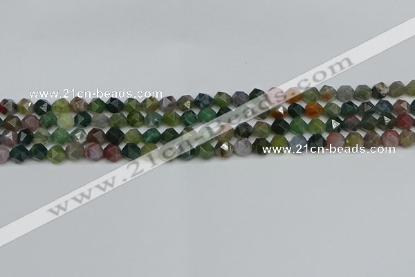 CNG7340 15.5 inches 6mm faceted nuggets Indian agate beads