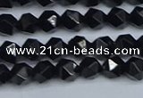 CNG7350 15.5 inches 6mm faceted nuggets Black agate beads