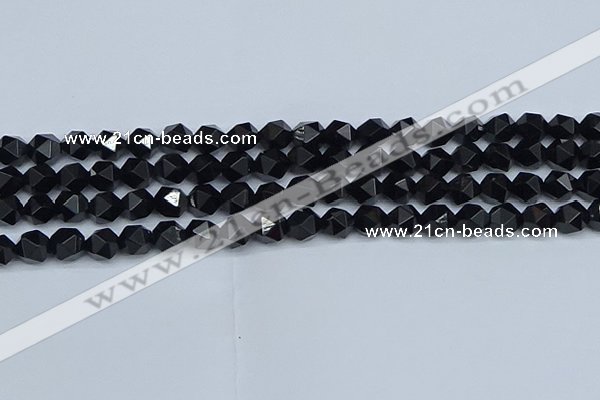 CNG7351 15.5 inches 8mm faceted nuggets Black agate beads