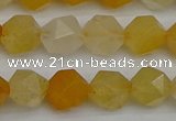 CNG7356 15.5 inches 8mm faceted nuggets yellow jade beads