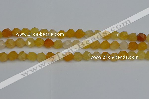 CNG7356 15.5 inches 8mm faceted nuggets yellow jade beads