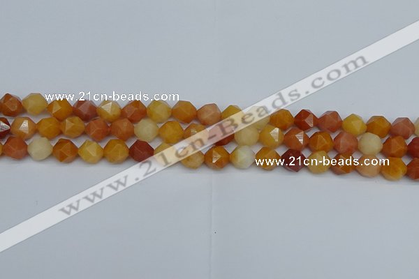 CNG7360 15.5 inches 6mm faceted nuggets yellow jade beads