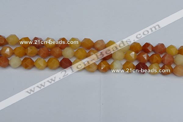 CNG7361 15.5 inches 8mm faceted nuggets yellow jade beads