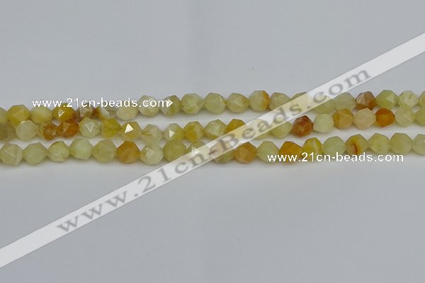 CNG7365 15.5 inches 6mm faceted nuggets yellow opal beads