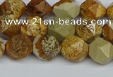 CNG7377 15.5 inches 10mm faceted nuggets picture jasper beads