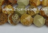 CNG7378 15.5 inches 12mm faceted nuggets picture jasper beads
