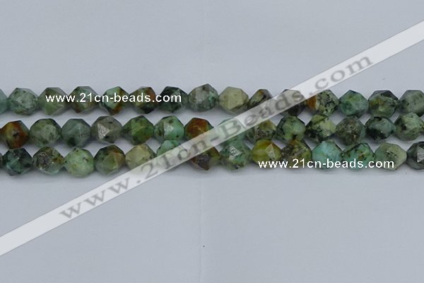 CNG7387 15.5 inches 10mm faceted nuggets African turquoise beads