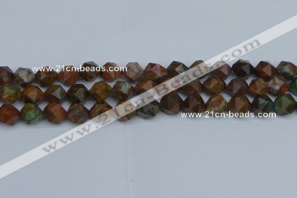 CNG7392 15.5 inches 10mm faceted nuggets green opal beads