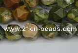 CNG7396 15.5 inches 8mm faceted nuggets rhyolite gemstone beads