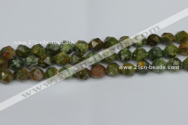 CNG7398 15.5 inches 12mm faceted nuggets rhyolite gemstone beads