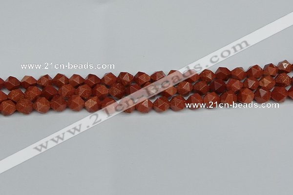 CNG7401 15.5 inches 8mm faceted nuggets goldstone beads