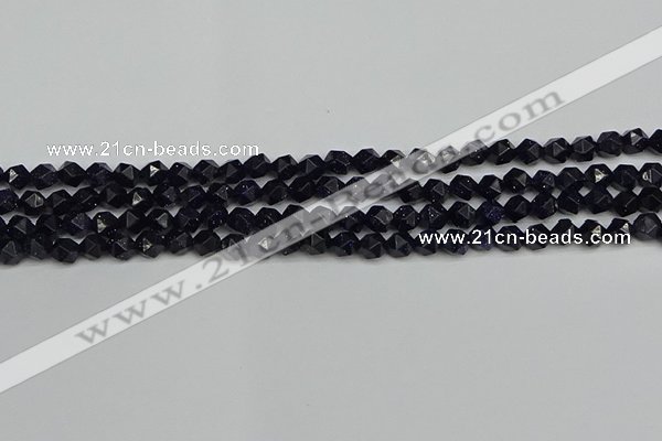 CNG7405 15.5 inches 6mm faceted nuggets blue goldstone beads